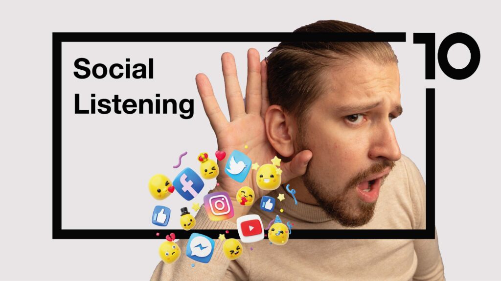 Imagen con la frase "Social listening".